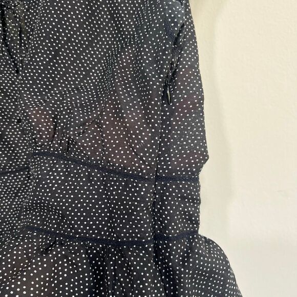 Anthropologie HD in Paris Black Polka Dot Peplum Blouse 8 Women - Picture 5 of 10